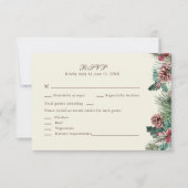 Winter Greenery Wedding RSVP Card Dankeskarte (Vorderseite)