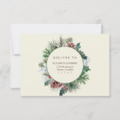 Winter Greenery Wedding RSVP Card Dankeskarte (Rückseite)