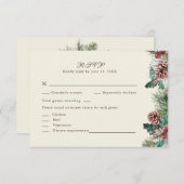 Winter Greenery Wedding RSVP Card Dankeskarte (Vorne/Hinten)