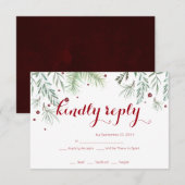 Winter Greenery Wedding RSVP Karte (Vorne/Hinten)