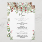 Winter Greenery Wedding Weihnachtsmenü Menükarte (Vorne/Hinten)