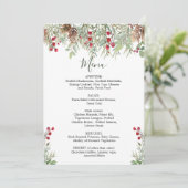 Winter Greenery Wedding Weihnachtsmenü Menükarte (Stehend Vorderseite)
