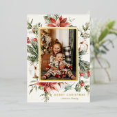 Winter Greenery Weihnachts-Foto Folien Feiertagskarte (Stehend vorne)