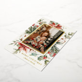 Winter Greenery Weihnachts-Foto Folien Feiertagskarte (Gedreht)