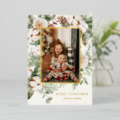 Winter Greenery Weihnachts-Foto Folien Feiertagskarte (Stehend vorne)