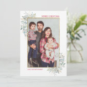 Winter Greenery Weihnachts Foto Weihnachtskarte Feiertagskarte (Stehend Vorderseite)
