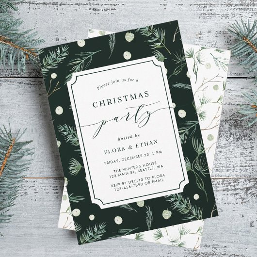 Winter Greenery Weihnachts-Party Einladung