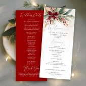 Winter Greenery Weihnachts Red Bow Wedding Program