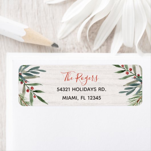 Winter Greenery Weihnachtsadresse Label (Insitu)