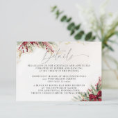 Winter Greenery Weihnachtsbow Red Wedding Details Begleitkarte (Stehend Vorderseite)