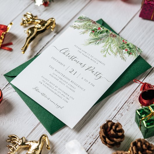 Winter Greenery Weihnachtsfeier Einladung