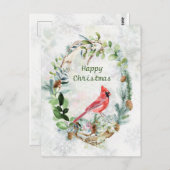 Winter Greenery Wreath Kardinal Bird Postkarte (Vorne/Hinten)