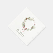 Winter Greenery Wreath Red Bow Serviette (Ecke)