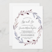 Winter Greenery Wreath Sip and See Einladung (Vorne/Hinten)