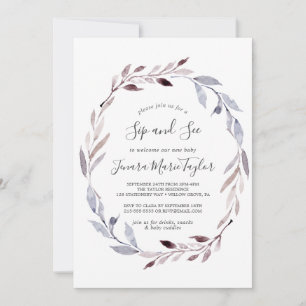 Winter Greenery Wreath Sip and See Einladung