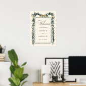 Winter Greens Garland Wedding Welcome Ivory Poster (Heimbüro)