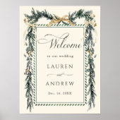 Winter Greens Garland Wedding Welcome Ivory Poster (Vorne)