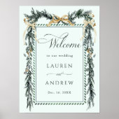 Winter Greens Garland Wedding Welcome Mint Green Poster (Vorne)