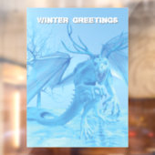 Winter Greetings. Ice dragon with antlers Fensteraufkleber (Blatt 2)