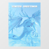 Winter Greetings. Ice dragon with antlers Fensteraufkleber (Blatt)