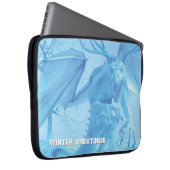 Winter Greetings. Ice dragon with antlers Laptopschutzhülle (Vorne Rechts)