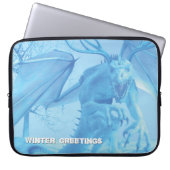 Winter Greetings. Ice dragon with antlers Laptopschutzhülle (Vorderseite)