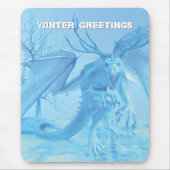 Winter Greetings. Ice dragon with antlers Mousepad (Vorne)