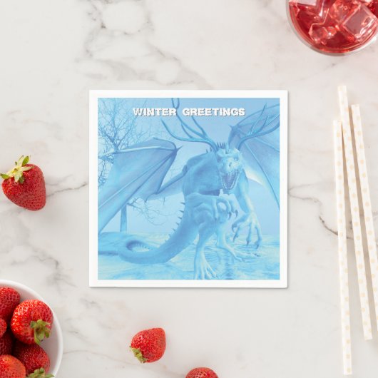 Winter Greetings. Ice dragon with antlers Serviette (Beispiel)