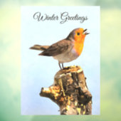 Winter Greetings. Robin singing Fensteraufkleber (Blatt 3)