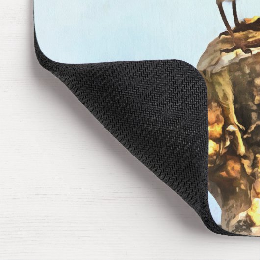 Winter Greetings. Robin singing  Mousepad (Ecke)