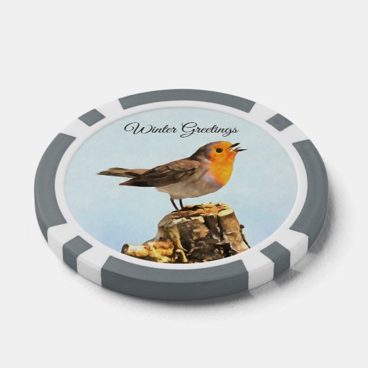 Winter Greetings. Robin singing Pokerchips (Einzeln)