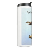 Winter Greetings. Robin singing  Thermosbecher (Nach links gedreht)