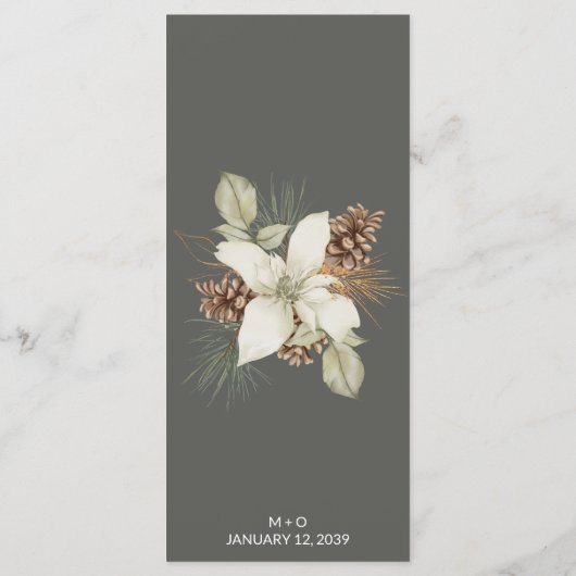 Winter Grey Elegant Script Wedding Menu Menükarte (Rückseite)