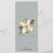 Winter Grey Elegant Script Wedding Menu Menükarte (Rückseite)