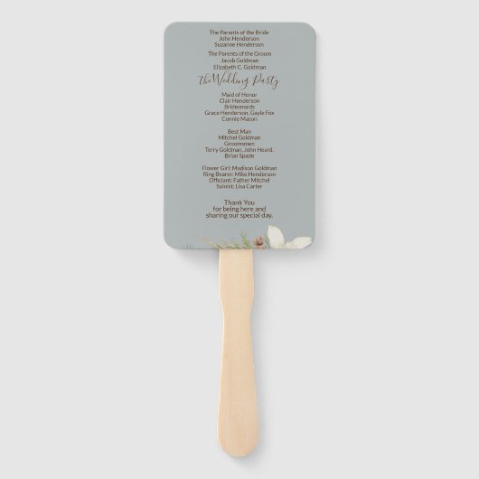 Winter Grey Elegant Script Wedding Program Fächer (Rückseite)