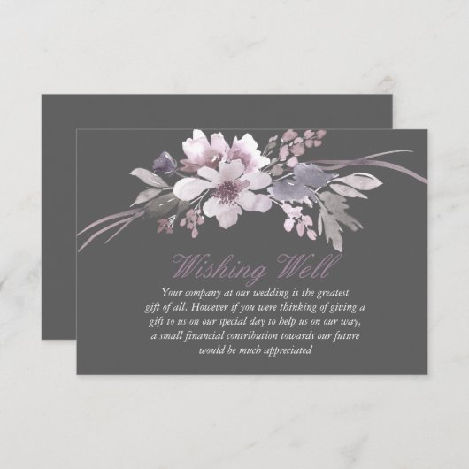 Winter Grey Floral Hochzeit wünschend gut Begleitkarte (Vorne/Hinten)