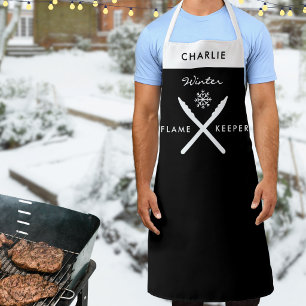 Winter Grillparty Grill Schneefloecke Lustig Perso Schürze