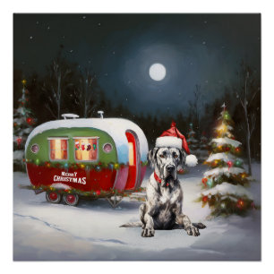 Winter-Großdane-Wohnwagen-Weihnachtsabenteuer Poster