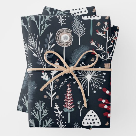 Winter grün botanischer Urlaub Geschenkpapier Set (Beispiel)