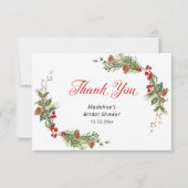 Winter-Grün-Brautparty Dankeskarte (Vorderseite)