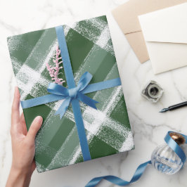 Winter Grün Weiß Feiertags Karo Karomuster Geschenkpapier
