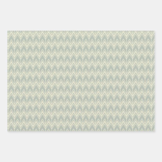 Winter Grüne Bäume Schneeflocken Pastel Modern Geschenkpapier Set (Vorderseite 3)