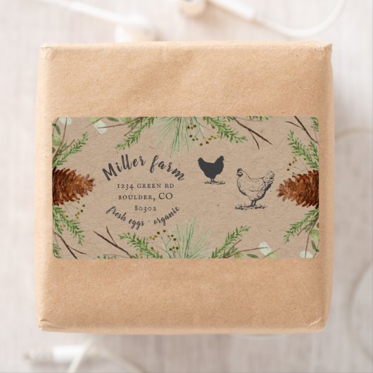 Winter Grüne Rustikale Schreib-Etikette (Insitu)