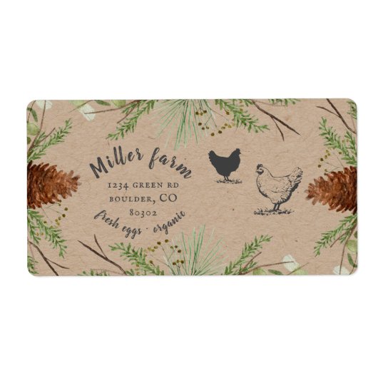 Winter Grüne Rustikale Schreib-Etikette (Vorne)