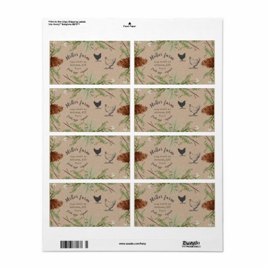 Winter Grüne Rustikale Schreib-Etikette (Vorne)