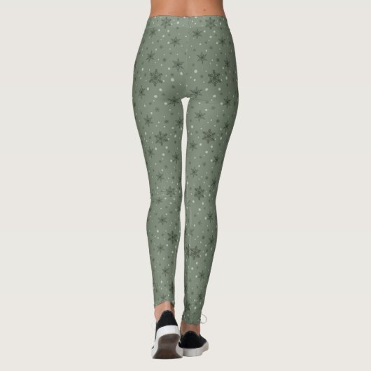 Winter-grüne Schneeflocken Leggings (Rückseite)