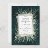 Winter Grüntöne Dunkelgrünes Blattwerk Einladung (Vorderseite)