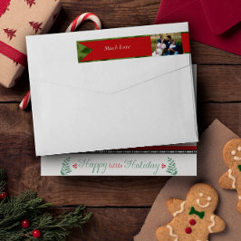 Winter Grüntöne Rote Familie Foto Weihnachtsfeiert