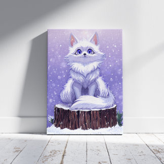 Winter Guardian : Snowy Arctic Fox Leinwanddruck