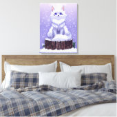 Winter Guardian :Whimsical Arctic Fox wildlife Leinwanddruck (Insitu (Schlafzimmer))